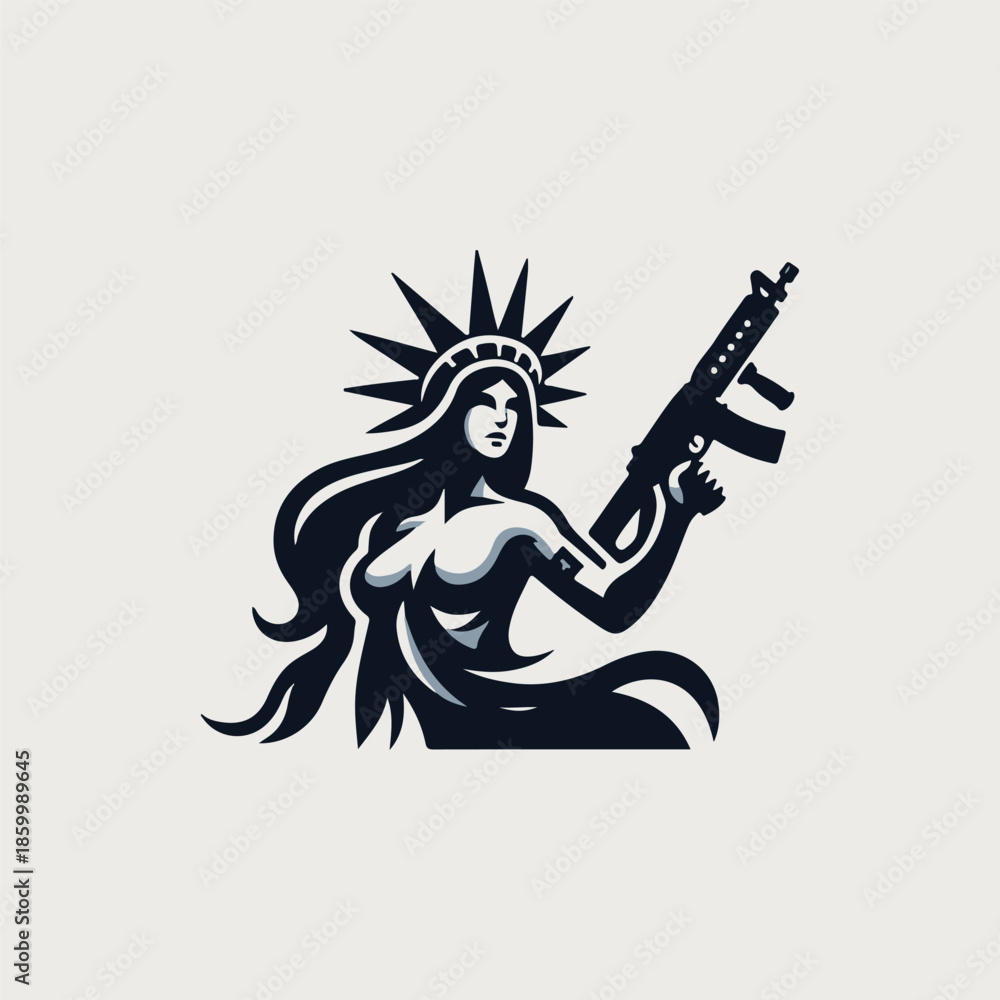 Fototapeta premium War Goddess With Gun Logo