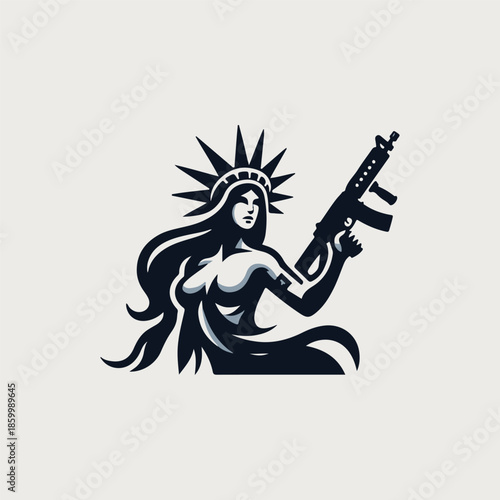 War Goddess With Gun Logo