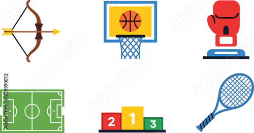 Iconic Sports Equipment Vector Illustrations