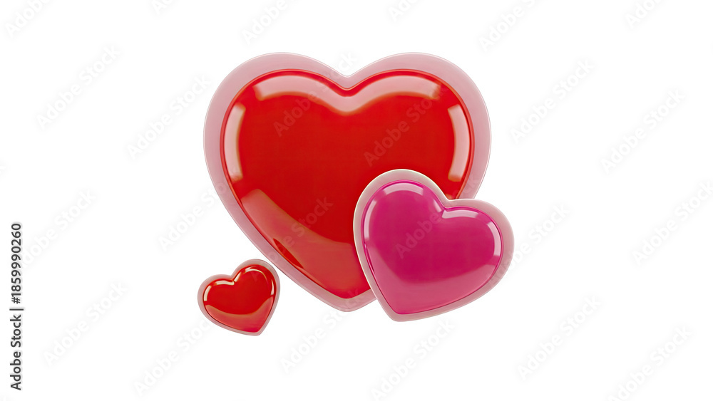 Fototapeta premium Three Glossy Hearts