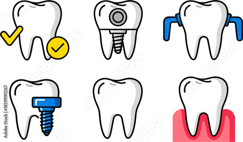 Dental Care and Procedures Vector Illustration