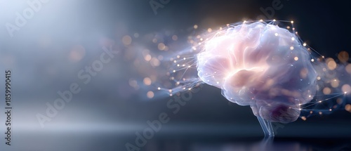 Brain's Luminescence: An artistic rendering of a luminous brain, highlighting neural pathways and cognitive processes, suggests the intricate beauty and dynamism of the human mind.