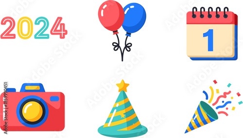 Celebrate 2024: New Years Eve Party Icons