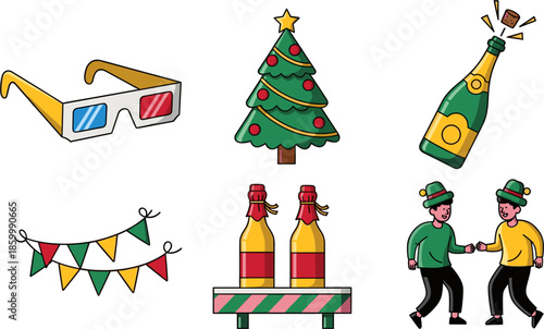 Festive Holiday Celebration with Beer and Decorations