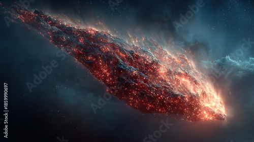 A cosmic galaxy with glowing star clusters and swirling nebulae.