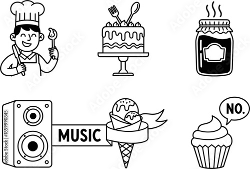 Whimsical Vector Illustration of a Baking Party