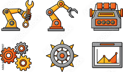 Industrial Automation and Technology Vector Icons