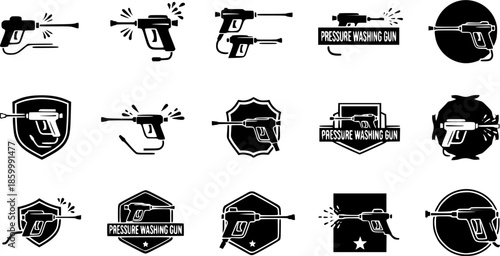 vector set of Pressure washing gun logo design icon set vector template
