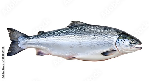 Silver Salmon Fish Isolated on White Background