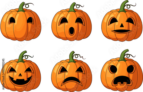 Whimsical Jack-o-Lantern Vector Illustrations