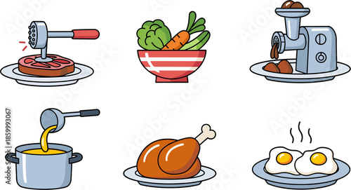 Delicious Meal Preparation Vector Illustration