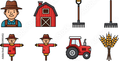 Farm Life: Harvest Time Vector Illustrations