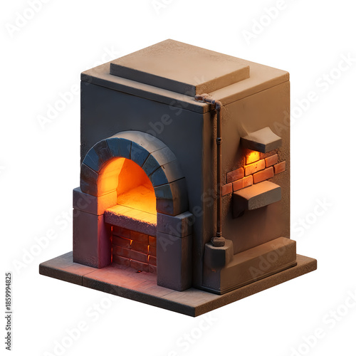 Kiln chamber, isolated on transparent background
