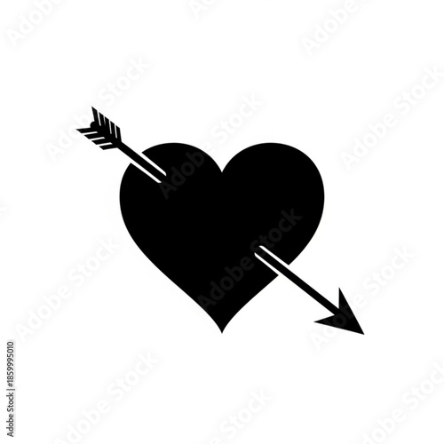 Classic heart symbol pierced by an arrow, representing passionate love, romance, and affectionate emotions. This minimalist graphic embodies heartfelt connections and the essence of Cupid's influence