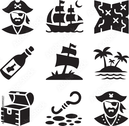 Pirate icons and symbols for design and decoration