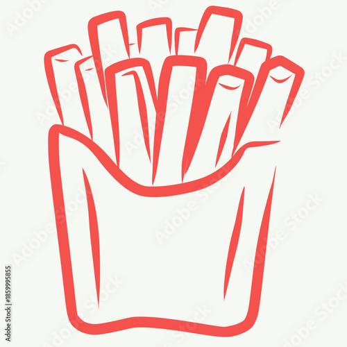 French Fries in Hand-Drawn Style for Fast Food Menu