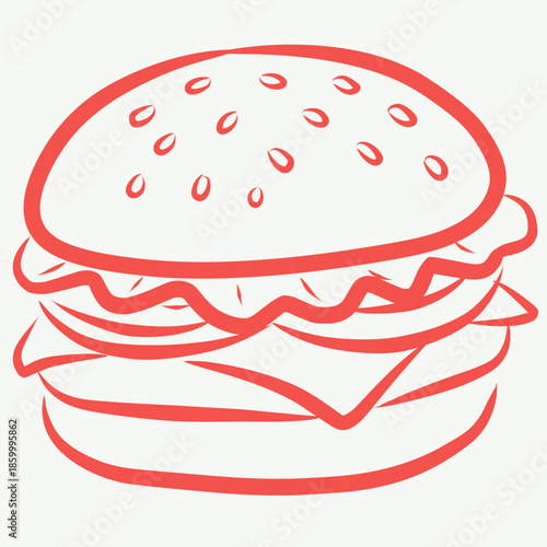 Burger in Hand-Drawn Style for Fast Food Menu Design