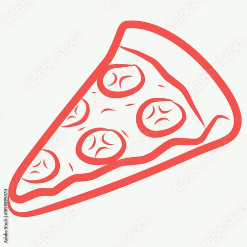 Pizza Slice in Hand-Drawn Style for Fast Food Menu