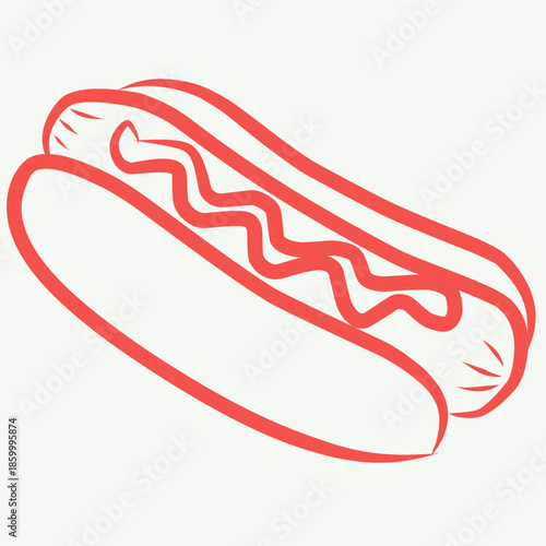 Hot Dog in Hand-Drawn Style for Street Food Menu