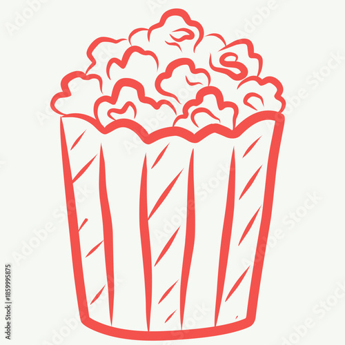Popcorn in Hand-Drawn Style for Snack Menu Design