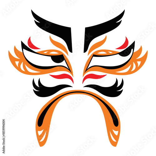 T-shirt design with multicoloured daruma doll styled angry face