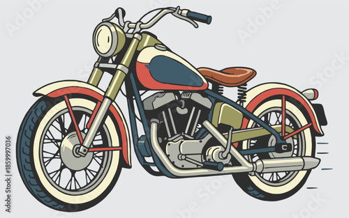 Vintage Classic Motorcycle Illustration in Retro Style