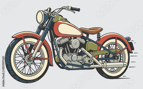 Vintage Classic Motorcycle Illustration in Retro Style