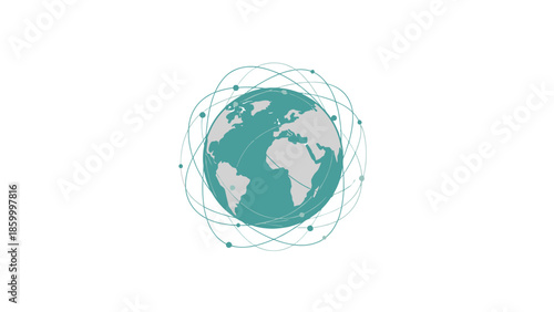Glass globe sphere of the world with continents and oceans in a modern 3D global concept illustration