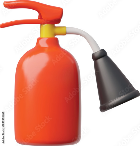 Red 3D portable fire extinguisher with handle and valve.