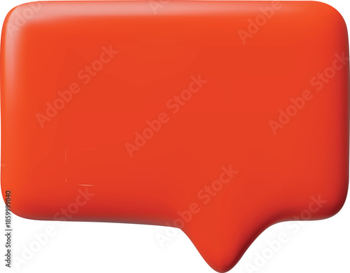 Red glossy 3D empty speech bubble, rectangular shape with rounded corners.