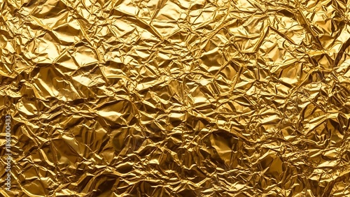 Textured gold foil background with metallic sheen and reflective crumpled surface
