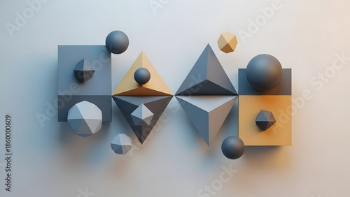 3D Abstract Shapes Composition Professional Graphic Design