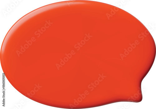 3D glossy red empty speech bubble, vector render oval text bubble, volume dialogue form, social media chat message icon