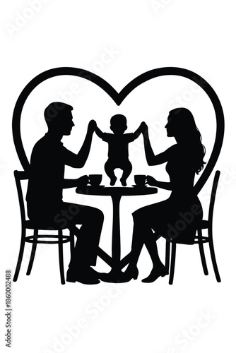 young couple in cafe kid kid