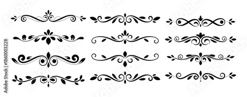 elegant floral and scrollwork dividers and ornaments for vintage and classic design applications