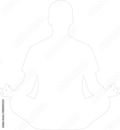 Minimal Vector Outline Silhouette of a Person Meditating in Lotus Pose Padmasana Yoga and Mindfulness Icon