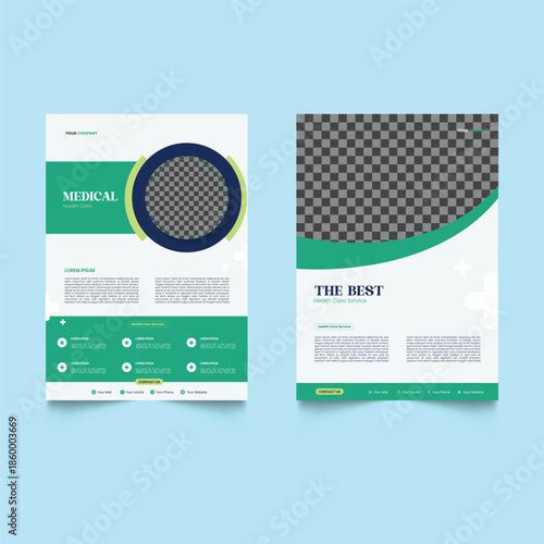 Modern medical corporate healthcare flyer template layout,  medicare , pharmacy flier, cleaning service, doctor leaflet, construction flyer, nurse a4 business flyer