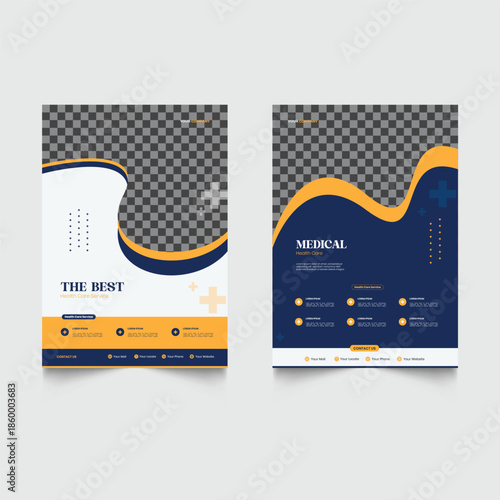 Modern medical corporate healthcare flyer template layout,  medicare , pharmacy flier, cleaning service, doctor leaflet, construction flyer, nurse a4 business flyer