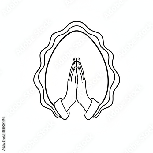 Graceful hands in a respectful gesture of devotion or welcome inside a delicate frame