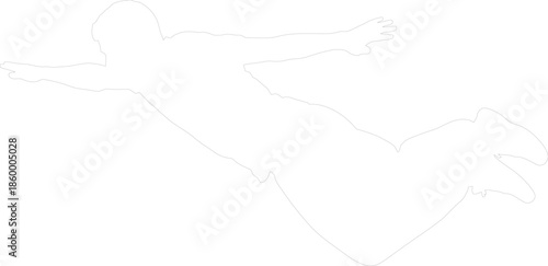 Vector Outline of Skydiver in Freefall Pose Arms Spread Action Extreme Sport Graphic Resource