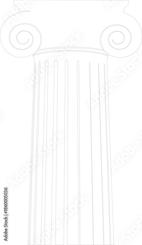 Ionic Column Capital Outline Vector Illustration Ancient Greek Roman Architecture Element