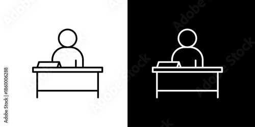 Desk Worker Icon A Simple Graphic Representation of Office Employment and Task Management