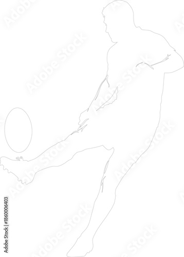 Soccer Player Kicking Ball Outline Vector Graphic