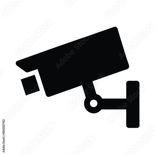 CCTV Camera Silhouette Icon Vector Illustration