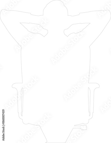 Relaxing Person Sitting in Office Chair Line Art Outline Vector Icon Hands Behind Head