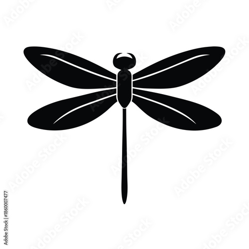 Dragonfly Silhouette Icon Vector Illustration