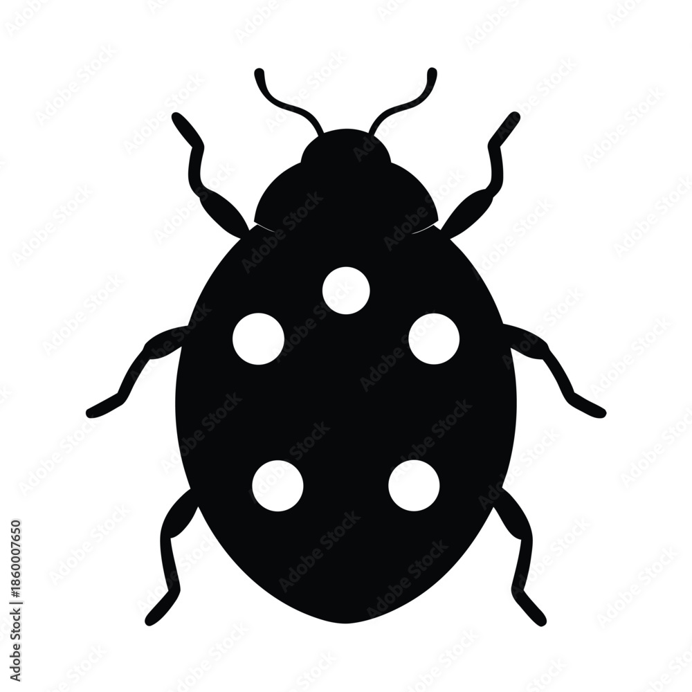 Obraz premium Ladybug Silhouette Icon Vector Illustration