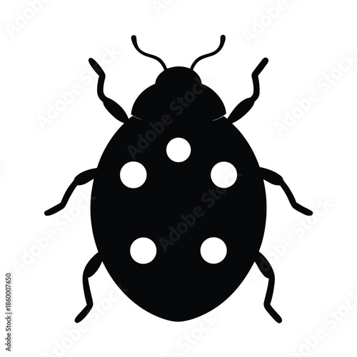 Ladybug Silhouette Icon Vector Illustration