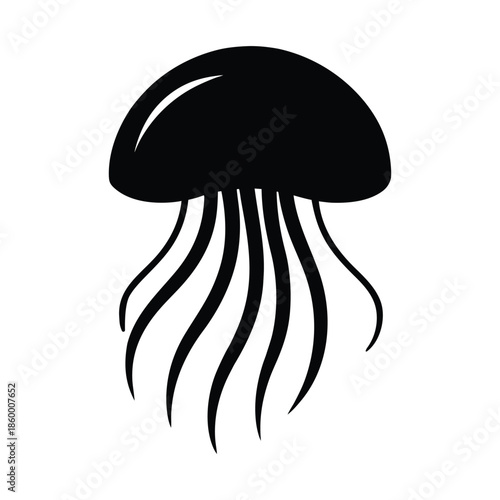Jellyfish Silhouette Icon Vector Illustration