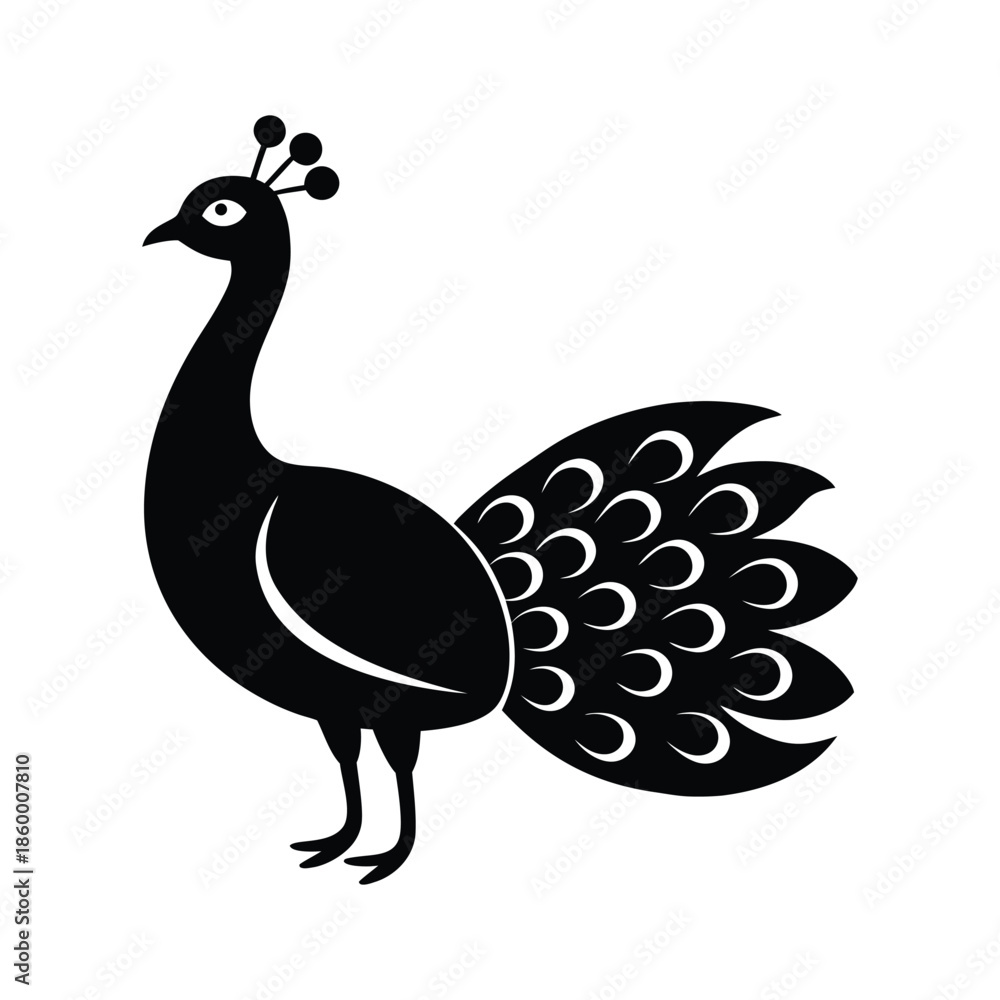 Fototapeta premium Peacock Silhouette Icon Vector Illustration